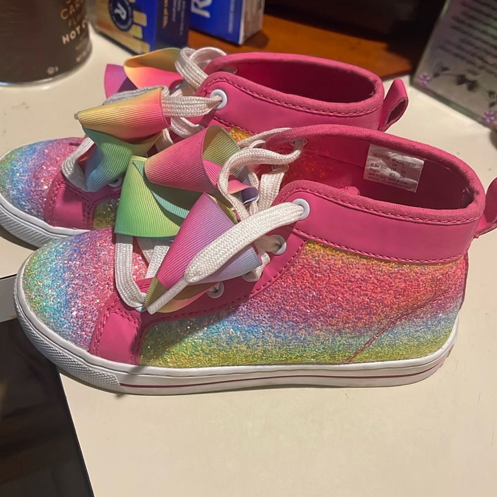 Jojo Siwa Girls Glitter & Bow High Top Shoes